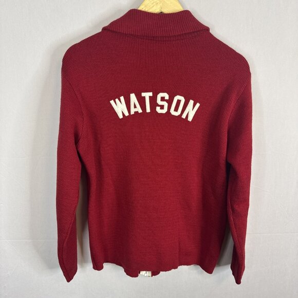 Vintage Tundra Wool Zip Cardigan Men’s S Red White Trim Canada Preppy Curling - Picture 5 of 5